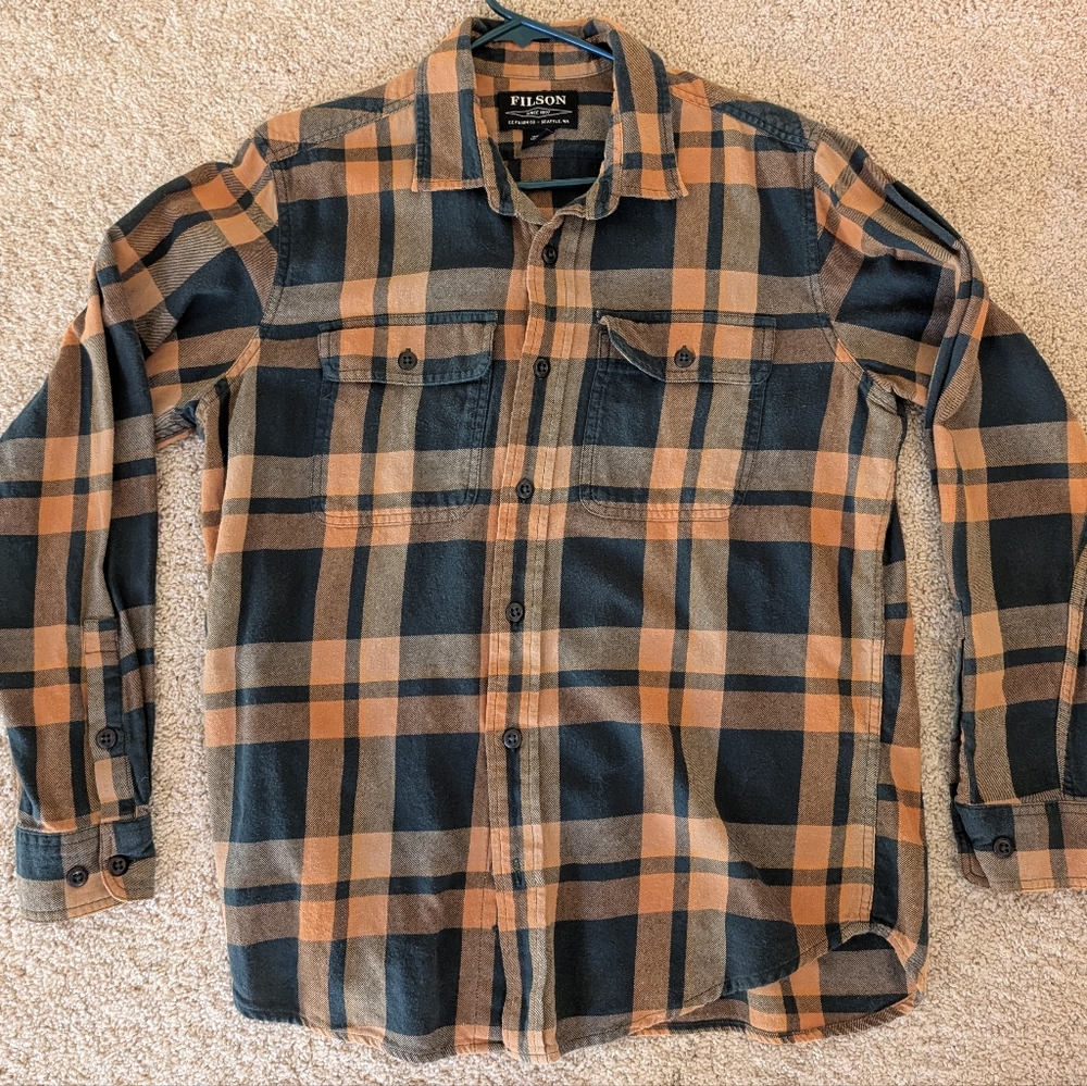 Filson Plaid Flannel Shirt - Black and Orange
